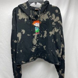Nickelodeon Rugrats Cropped Hoodie Sweatshirt Tie Dye w/ Chuckie Finster Size XL